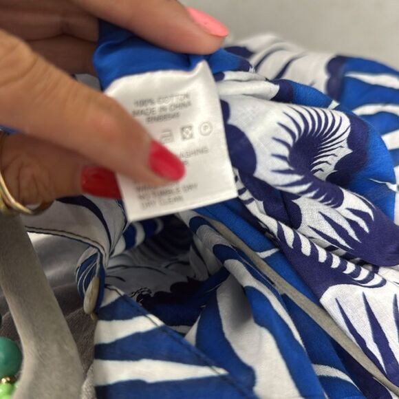 LOTTY B MUSTIQUE - Blue and White Palm Leaf Kaftan - Brand New - One Size - Picture 5 of 5